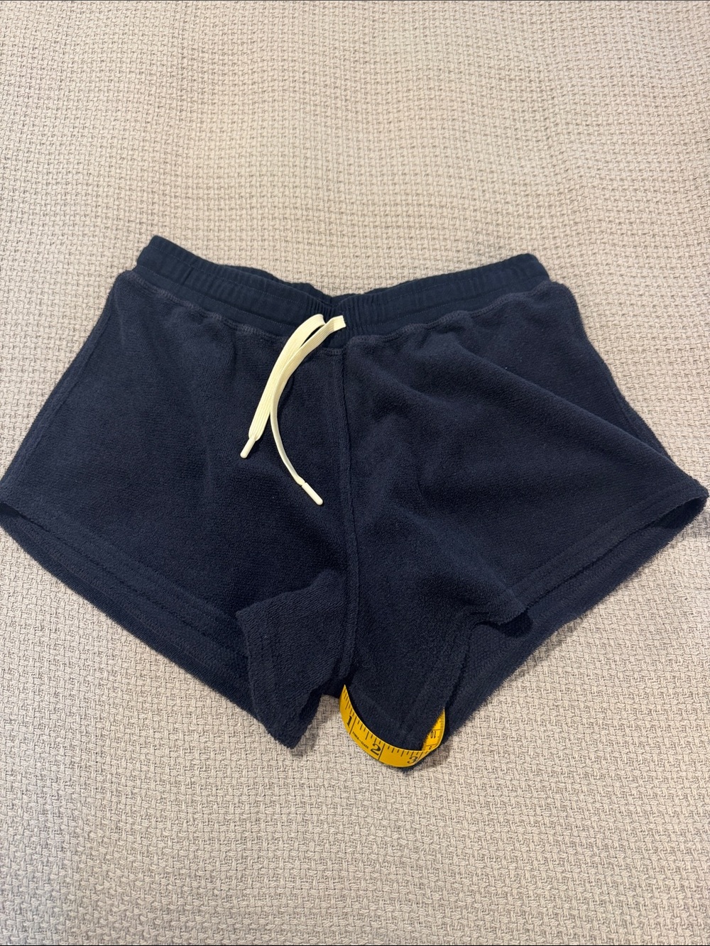 Outerknown Hightide Navy Terry Shorts with Ivory Drawstring